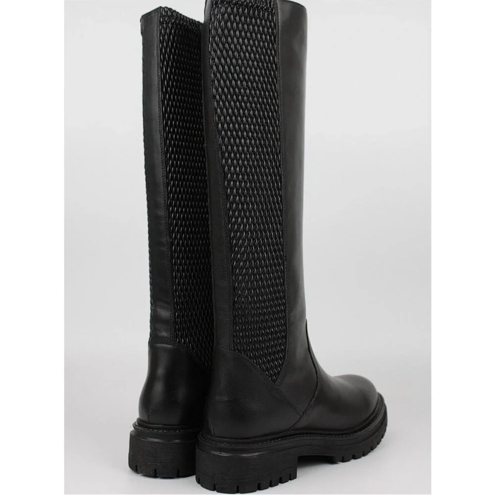 Geox Iridea Black Leather Lug Sole Boots Size 37 Women’s Designer Comfort - Picture 5 of 9